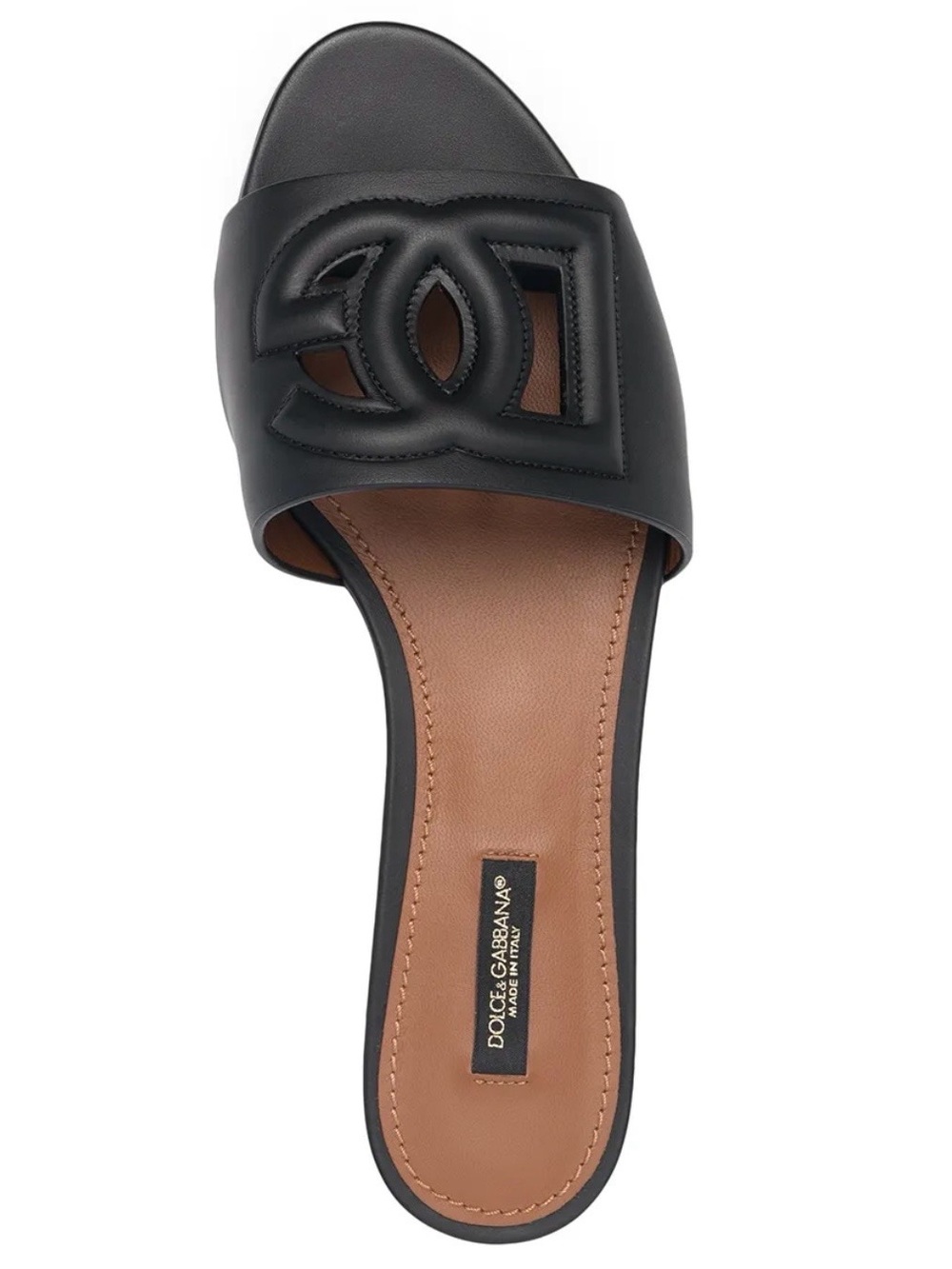 Dolce & Gabbana Black Leather Logo Slide Mules Size 35, US 5